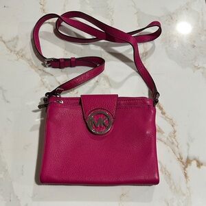 Michael Kors Hot Pink Leather Crossbody Bag